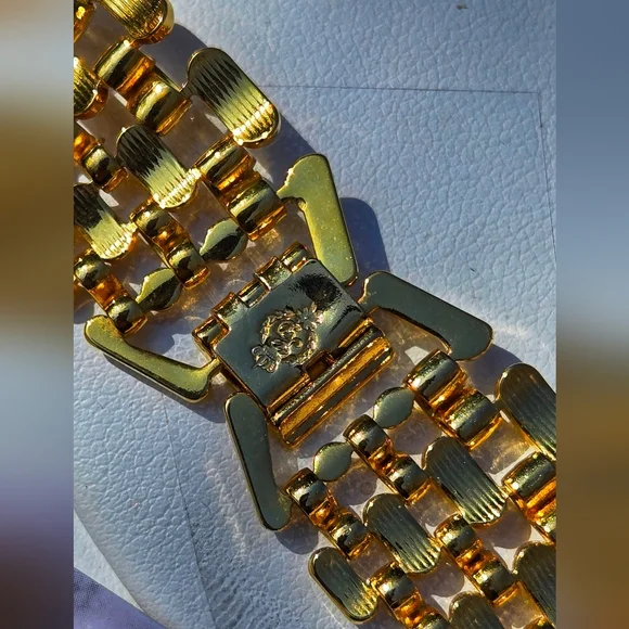 Vintage Premier Designs Panther Link Collar Necklace Gold Tone / Avon Eartings - Picture 10 of 16